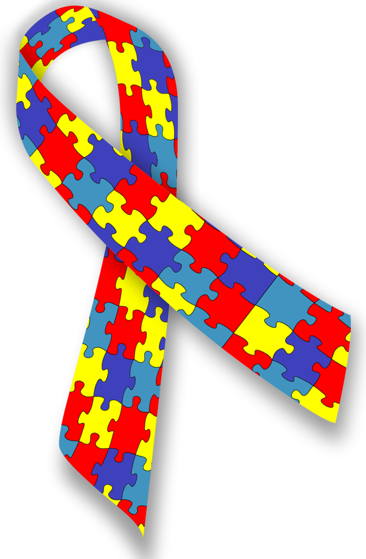 Fita feita de peças de quebra-cabeça coloridas, símbolo mundial do Autismo.